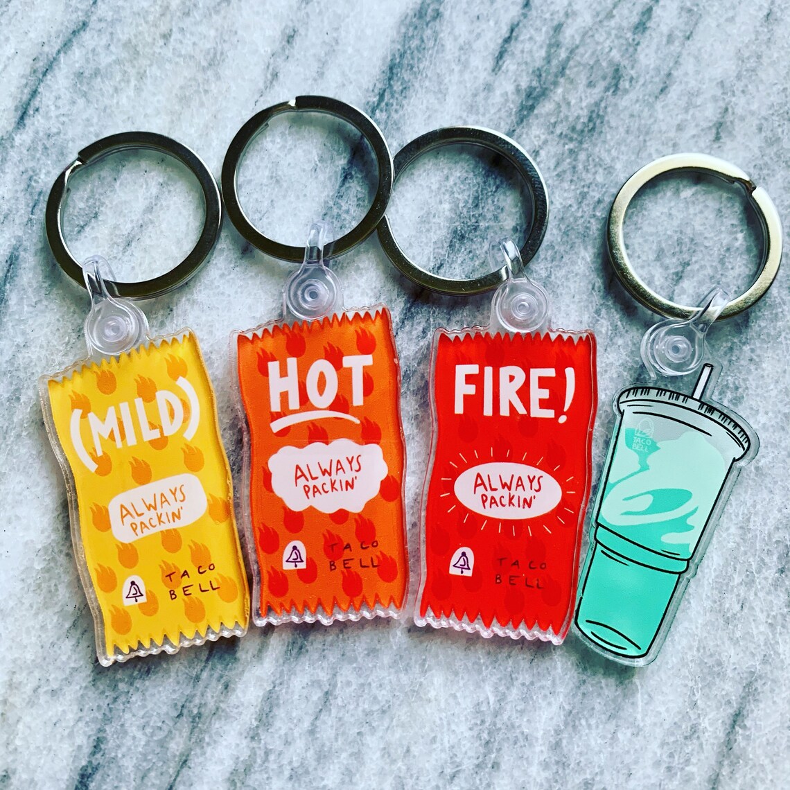 Taco Bell Fire Sauce Packet Keychain Etsy