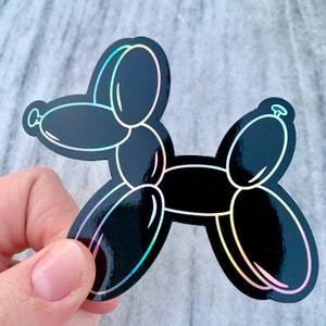 Holografische ballonhondsticker | Laptopsticker | Notitieboekjesticker | Vinylsticker | Waterdichte sticker
