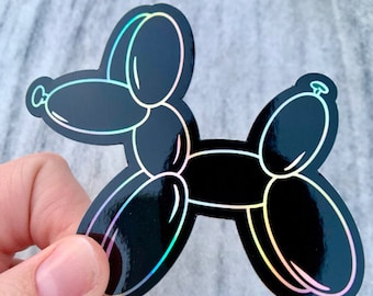 Holographische Ballon-Hund-Aufkleber | Laptop Aufkleber | Notebook Aufkleber | Vinyl-Aufkleber | Wasserfester Aufkleber