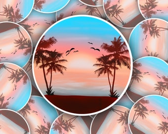 Beach Sunset Sticker | Laptop Sticker | Notebook Sticker | Vinyl Sticker | Waterproof Sticker