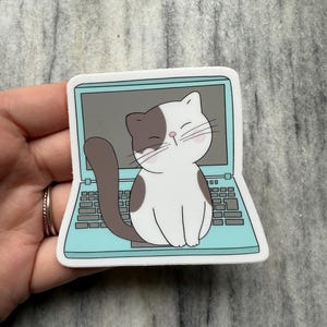 Laptop Cat Sticker | Laptop Sticker | Notebook Sticker | Vinyl Sticker | Waterproof Sticker