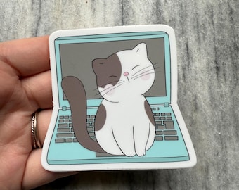 Laptop Cat Sticker | Laptop Sticker | Notebook Sticker | Vinyl Sticker | Waterproof Sticker