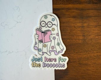 Just Here For The Booooks Waterproof Sticker | Laptop Sticker | Notebook Sticker | Vinyl Sticker | Waterproof Sticker