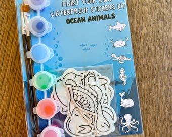 Paint Your Own Waterproof Stickers Paint Kit Kids Painting Craft Kit Create Your Own Art Kit Paintable Stickers
