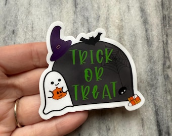Adesivo di Halloween "Dolcetto o scherzetto" / Adesivo per laptop / Adesivo per notebook / Adesivo in vinile / Adesivo impermeabile