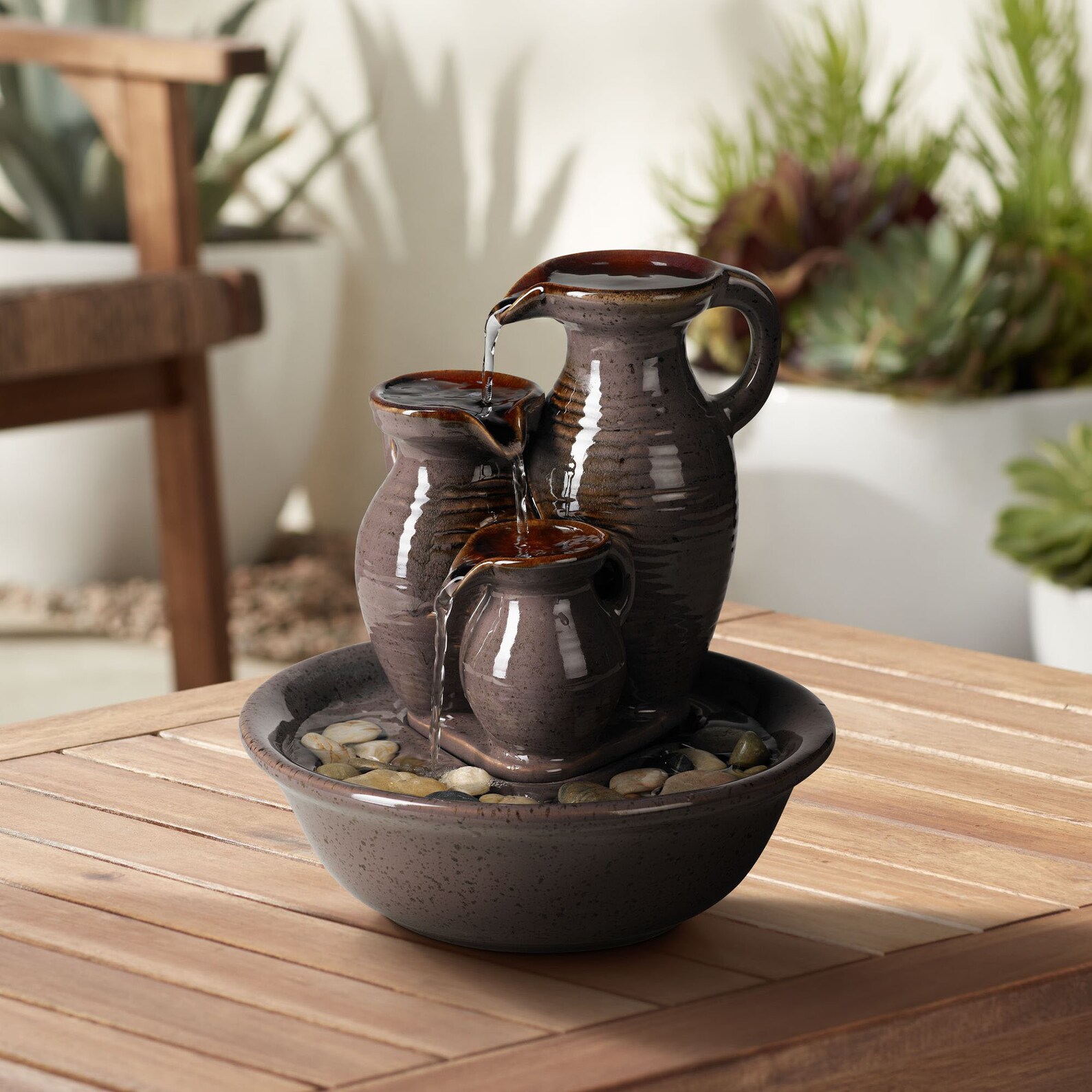 Indoor Ceramic Tabletop Fountain 9 High Cascading Etsy