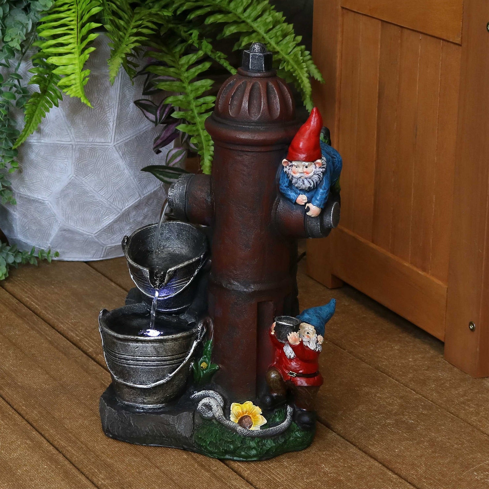 Water Fountain with LED Light Gnomes Fountain Outdoor Etsy