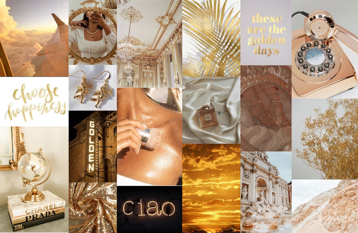 Desktop Wallpaper / Gold Aesthetic / Collage 2 Etsy