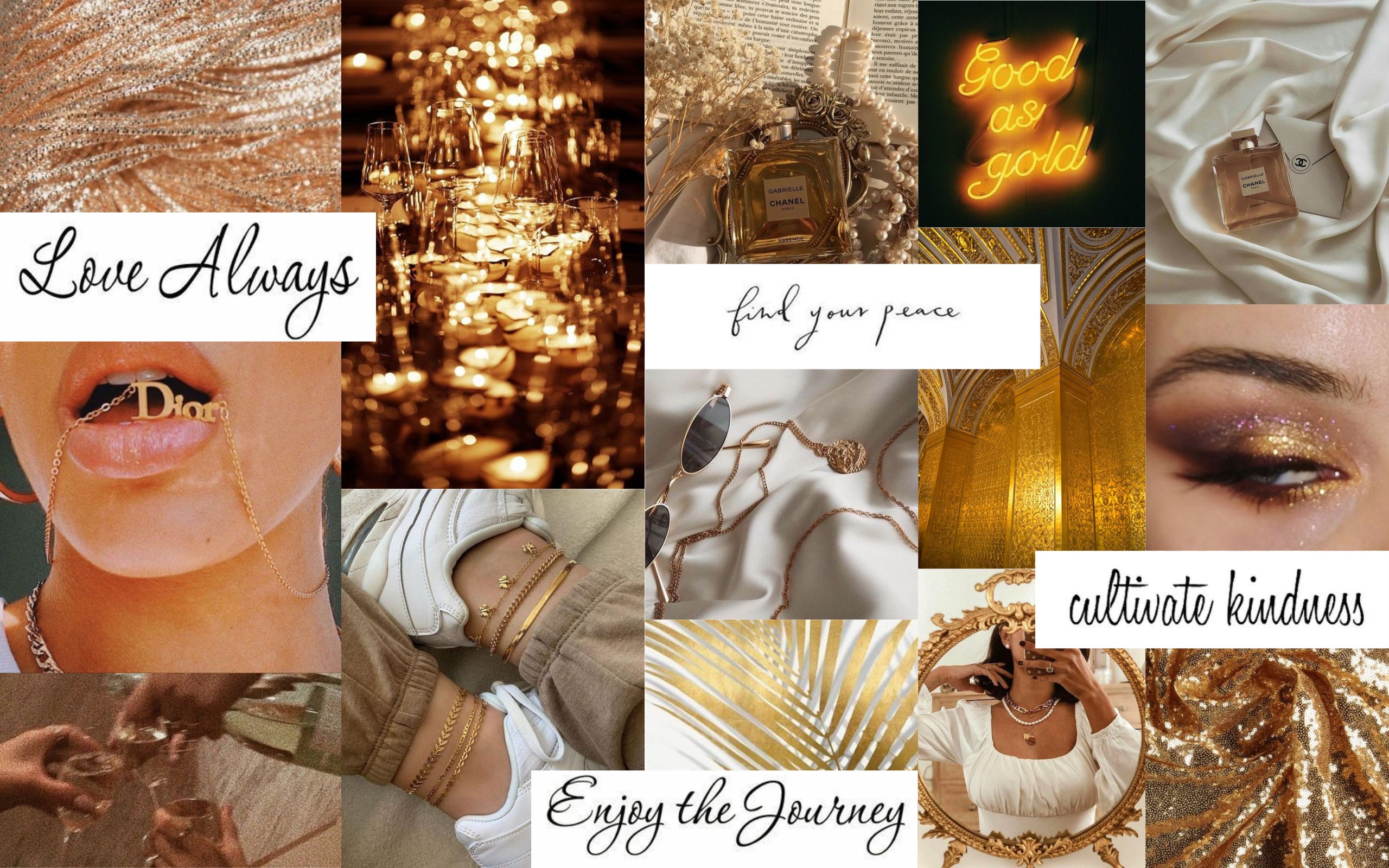 Buy Desktop Wallpaper  Gold Aesthetic  Collage 2 Online in India  Etsy