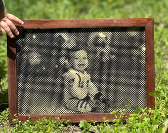 Engraved photo on wood