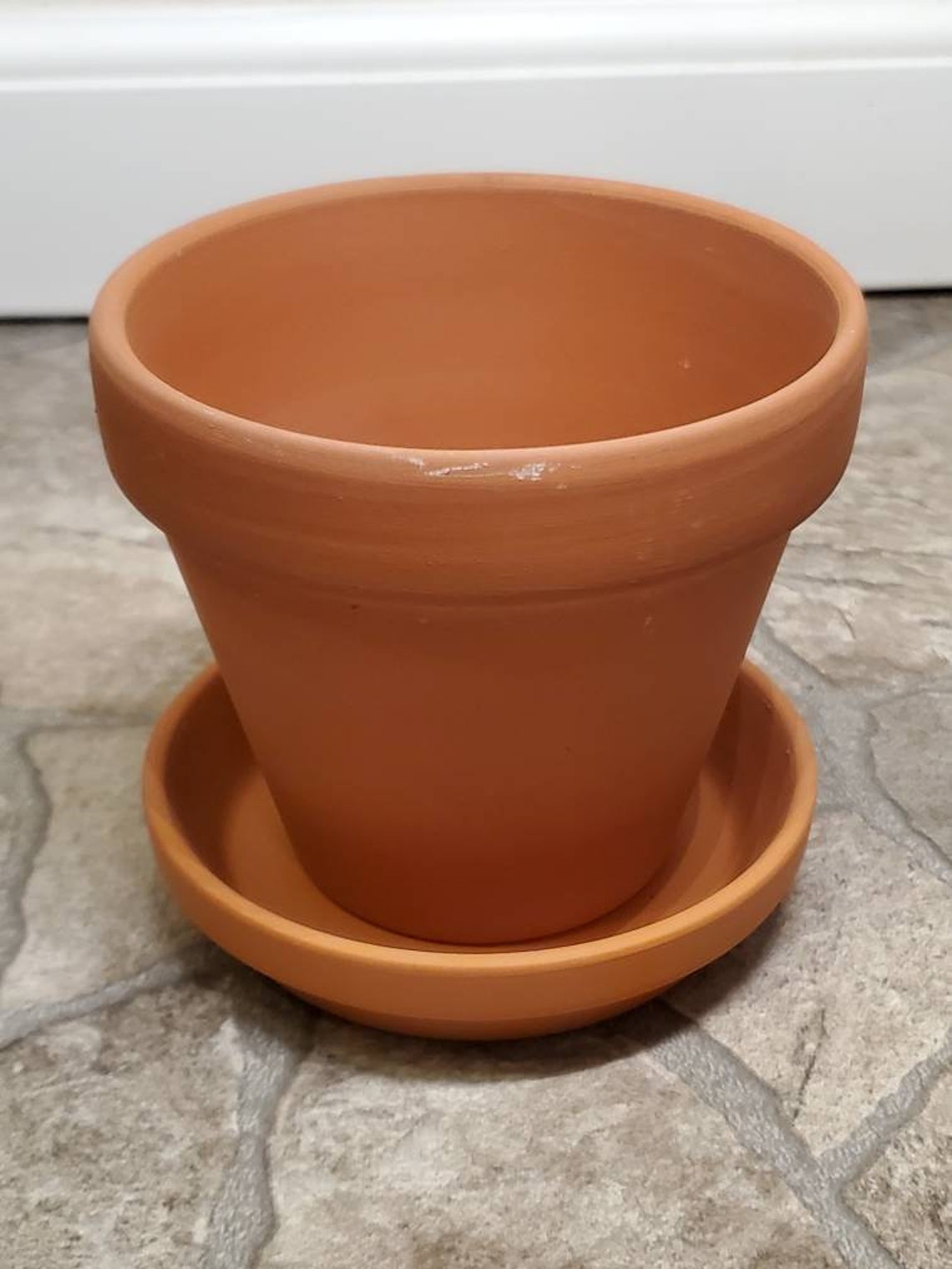 Terra cotta 4 pot with saucer Etsy