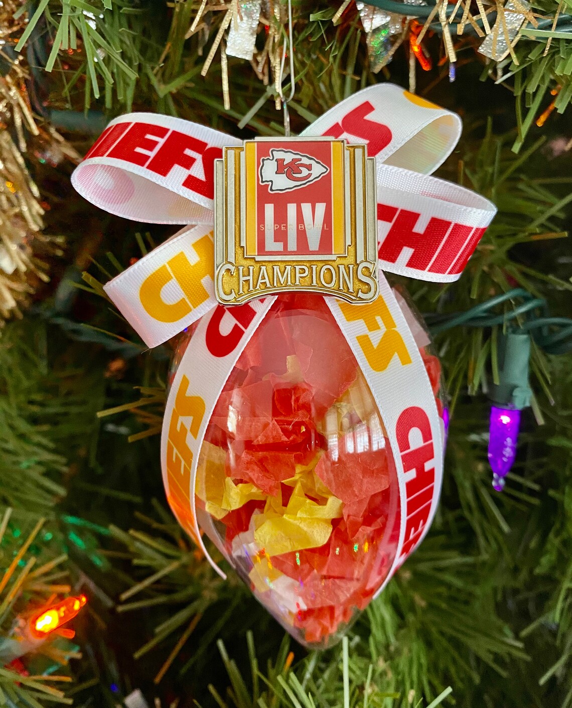 Kansas City Chiefs SuperBowl Ornament with Parade Confetti Etsy