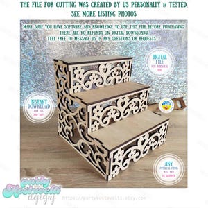 Cupcake stand Steps dessert display Wedding treat display muffin alcohol pedestal Anniversary Sweet bar stand stairs holder Instant download