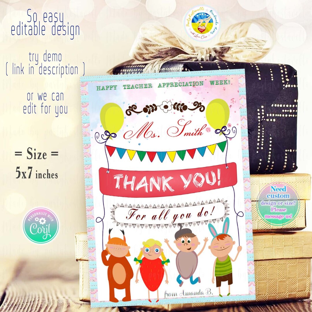 Teacher Appreciation Week Thank You Gift Card Teaching Thank - Etsy