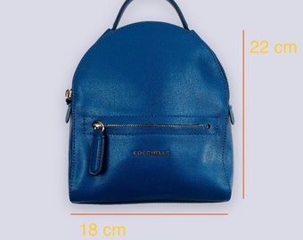 Coccinelle Blue Leather Backpack Etsy