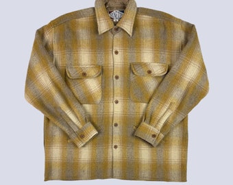 Vintage Venetti Wool Blend Plaid Shirt | Cozy Yellow and Grey | size M