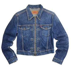 Vintage x Levis Denim Jacket | 90s Womens  Dark Blue Jeans Zip Jacket | size M