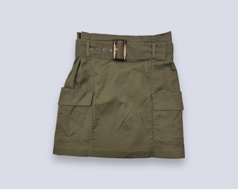Vintage Army Green Cargo Pocket Belt Skirt | fits S ~ M