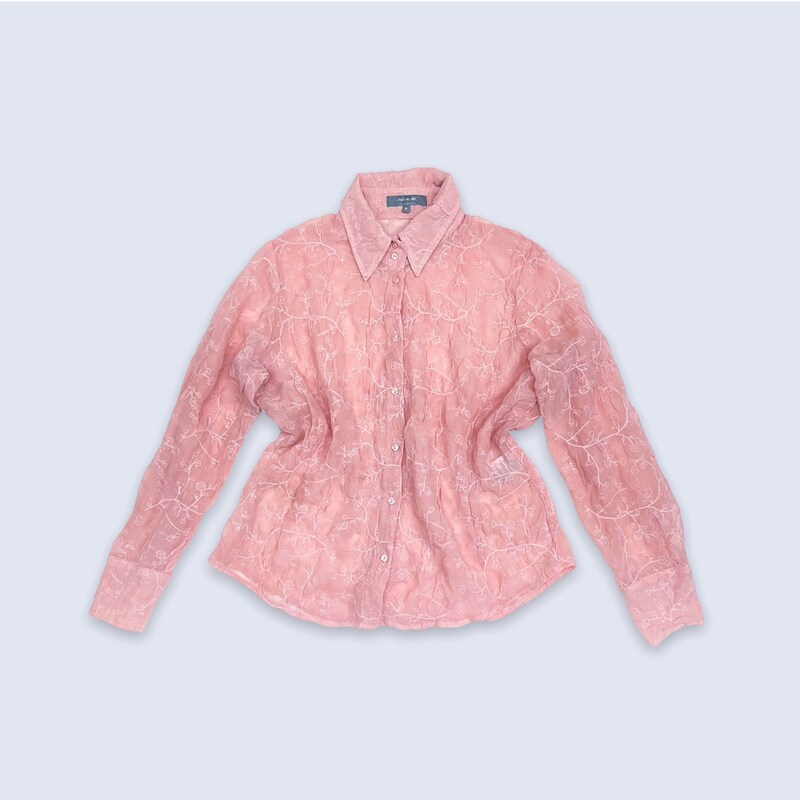 90s Dual Zip Up Mesh Office Shirt (M)