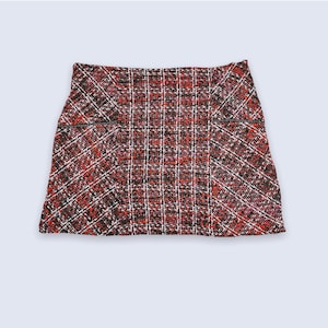 Vintage Short Boucle Skirt | Cotton & Linen 90s Plaid Skirt | Vintage Knitted Skirt | Tweed Mini Skirt | Retro 80s Boucle Skirt | fits M