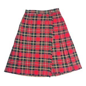 90s Vintage Tartan Wool Skirt | Size S