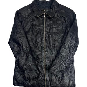 Men's Vintage Leather Jacket | 90s Black Leather Jacket in Dark Brown | size L