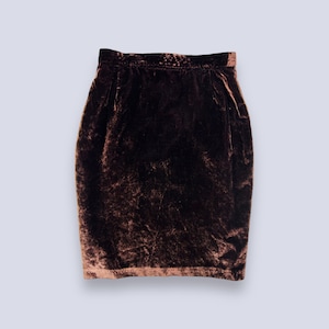 Womens Vintage Brown Velvet Skirt | Size XS/S