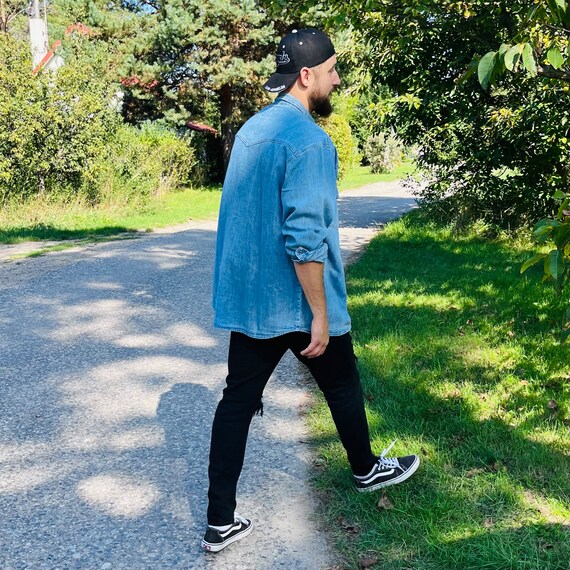 90s denim cheap shirt men