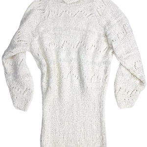 80s Vintage Womens Wool Dress with Asymmetric Neckline | fits M/L