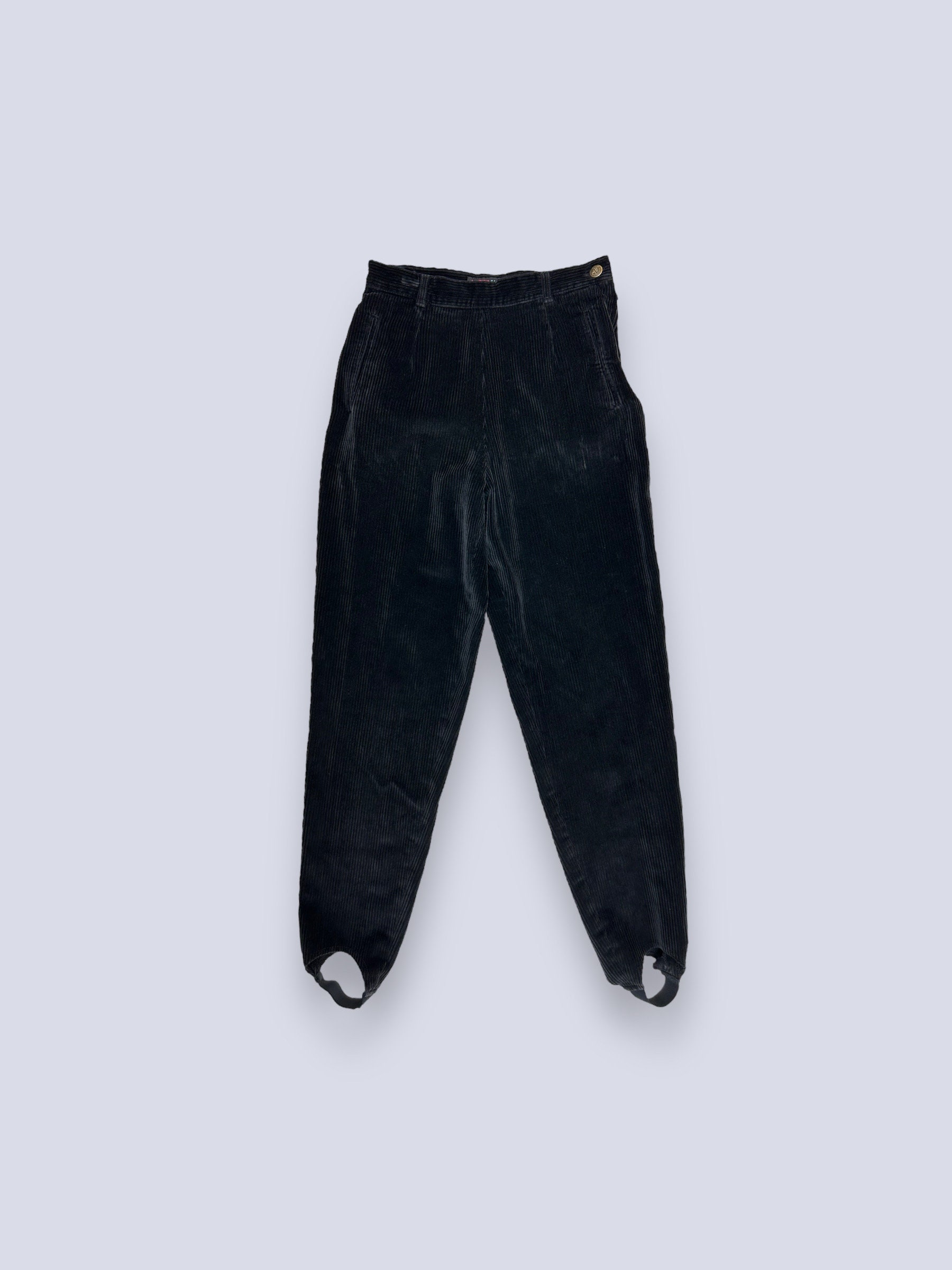 XS-Sm 90s Black High Waisted Ponte Stirrup Pants Petite