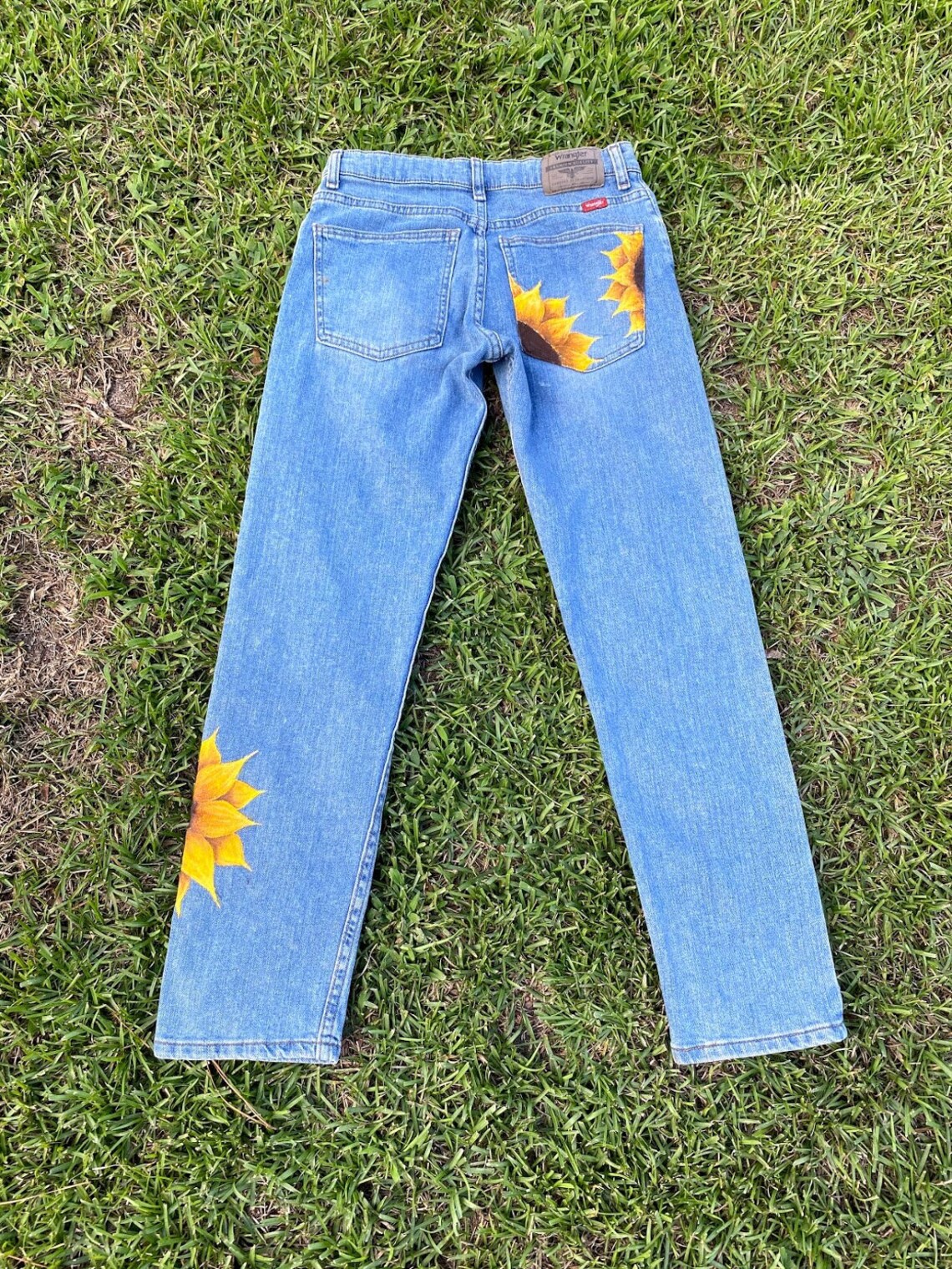 Hand Painted Sunflower Jeans | Etsy