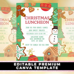 Holiday Luncheon Flyer, Christmas Luncheon Invitation, Christmas Lunch, Holiday Invitation, Holiday Flyer, Canva Template, Christmas Party