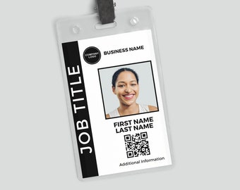 Customizable Employee ID Badge Canva Template (PDF)