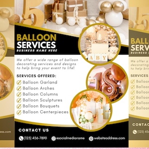 Balloon Artist, Balloon Decorations Flyer, Balloon Designs, Decoration Balloons, Event Planner, Balloon Decor Flyer, Services Flyer,Template