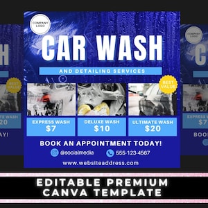 Car Wash Flyer, Car Wash Template, Canva Template, DIY Flyer, Social Media Posts, Car Detailing, Business Flyer, Small Business
