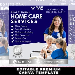 Home Care Flyer, Home Care Services, Home Care Business, Home Care Nurse, Canva Template, Home Health Aide, Nursing Home, Services Flyer