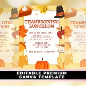 Thanksgiving Lunch Invitation, Thanksgiving Luncheon, Thanksgiving Lunch Invite, Friendsgiving Invitation, Friendsgiving Invite, DIY Flyer