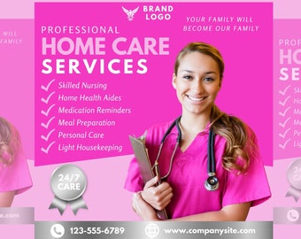 Home Care Flyer, Home Care Services, Home Care Business, Home Care Nurse, Canva Template, Home Health Aide, Nursing Home, Services Flyer