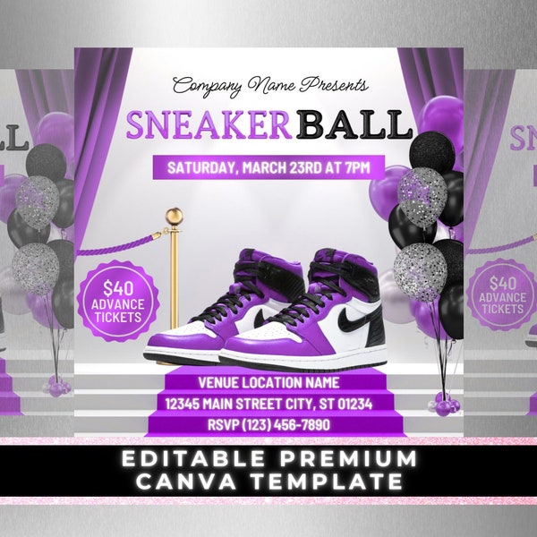 Sneaker Ball Flyer, Sneaker Ball Invitation, Sneaker Gala, Event Flyer, Gala Flyer, Gala Invitation, Party Invite, Birthday Party, DIY Flyer