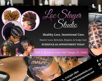 Plantilla de tarjeta de presentación para loctician, plantilla para loctician, negocio de locs, tarjeta de presentación para peluquería, tarjetas de presentación para estilistas, propietario de salón