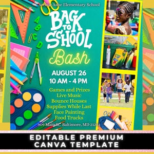 Back to School Bash, Back to School Party, Back to School Giveaway, Back to School Flyer, School Flyer Template,  Block Party Invite
