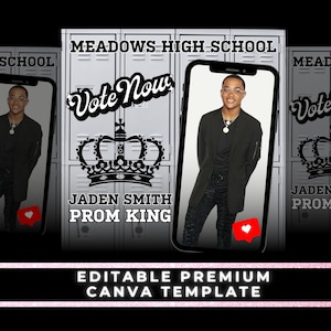 Prom King Flyer, Prom Flyer, Vote for Me, Canva Template, Campaign Flyer, DIY Flyer, Social Media Post, High School, School Election