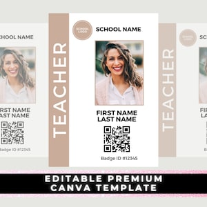 Teacher Id, Teacher Badge, Office Badge, ID Badge, Custom ID Badge, Custom ID Card, Id Card Template, Employee Badge, Canva Template