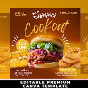 Ulotka Letniego Grillowania, Ulotka Grillowania, Zaproszenie na Grillowanie, Ulotka Grillowania, Zaproszenie na Grillowanie, Wyprzedaż Kolacji, Menu Kolacji, Lunch Specjalny, Menu Canva