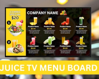 Juice Bar TV Menu Template, Drink & Smoothie Menu (Digital)