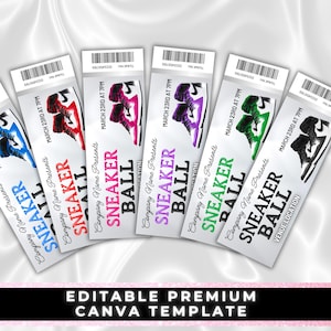 Sneaker Ball Ticket, Ticketvorlage, Ticket Stub, Party-Eintrittskarten, Party Ticketvorlage, Sneaker Ball einladen, Geburtstagsticket, bearbeitbares Ticket