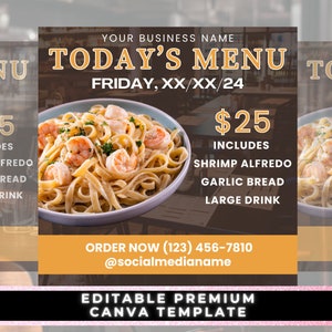 Menú diario, Menú de comida, Menú de pasta, Restaurante italiano, Menú de cena, Especial de cena, Folleto de comida, Cena de domingo, Menú de restaurante, Oferta de cena