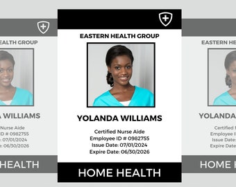 Credencial de identificación, Credencial de identificación personalizada, Identificación de salud, Credencial de atención domiciliaria, Tarjeta de identificación personalizada, Plantilla de tarjeta de identificación, Credencial de empleado, Plantilla Canva, Credencial de oficina