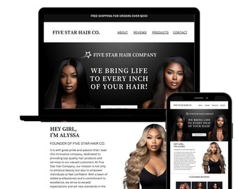 Hair Website Template Canva, Luxury Hair Website, Hair Business Website, Hair Extension Website, Hair Stylist Website,Canva Website Template