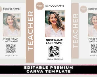Teacher Id, Teacher Badge, Office Badge, ID Badge, Custom ID Badge, Custom ID Card, Id Card Template, Employee Badge, Canva Template